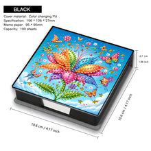 Load image into Gallery viewer, Leather Flowers Diamond Painting Notecard Box Rhinestones Post It Dispenser