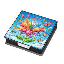Load image into Gallery viewer, Leather Flowers Diamond Painting Notecard Box Rhinestones Post It Dispenser
