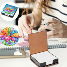 Load image into Gallery viewer, Leather Flowers Diamond Painting Notecard Box Rhinestones Post It Dispenser