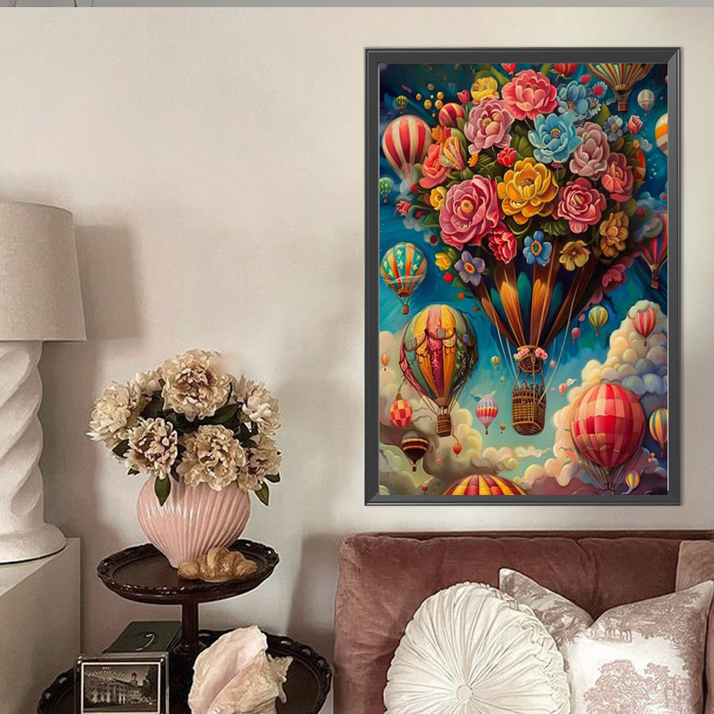 AB Diamond Painting - Full Round - Flower Balloon In The Sky (40*60CM)