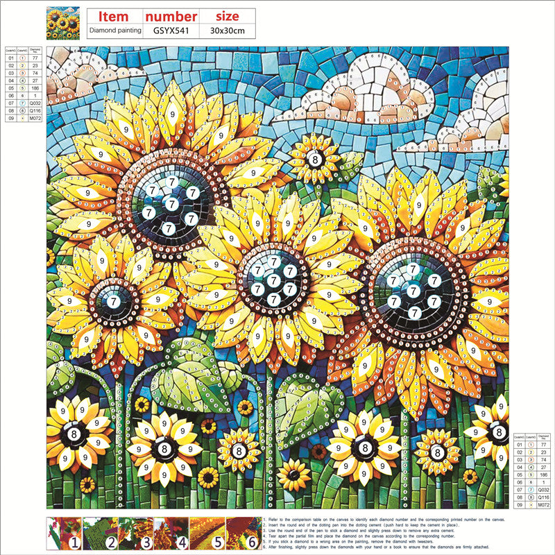 Diamond Painting - Partial Special Shaped - Sunflower Flowers (30*30CM)