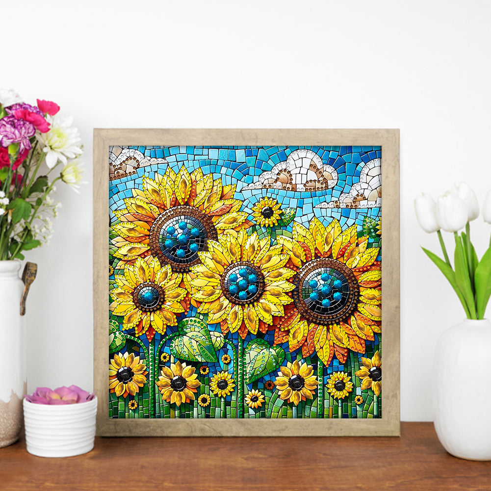 Diamond Painting - Partial Special Shaped - Sunflower Flowers (30*30CM)