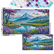 Load image into Gallery viewer, Diamond Painting - Full Round - Purple Flower Mountains And Rivers (40*70CM)