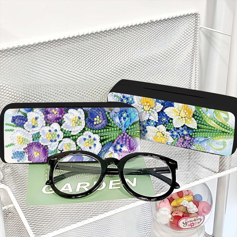Feather Diamond Painting Eyeglasses Case Glasses Storage Case for Friends Gift