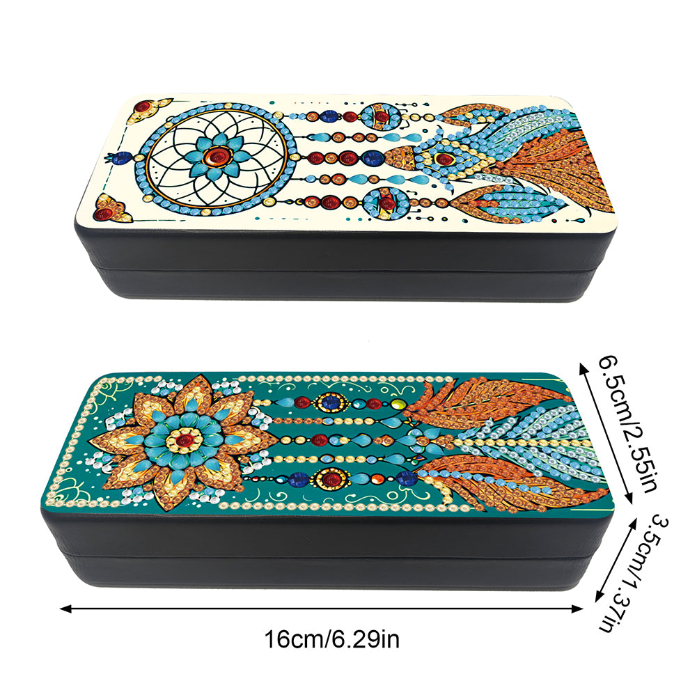 Feather Diamond Painting Eyeglasses Case Glasses Storage Case for Friends Gift