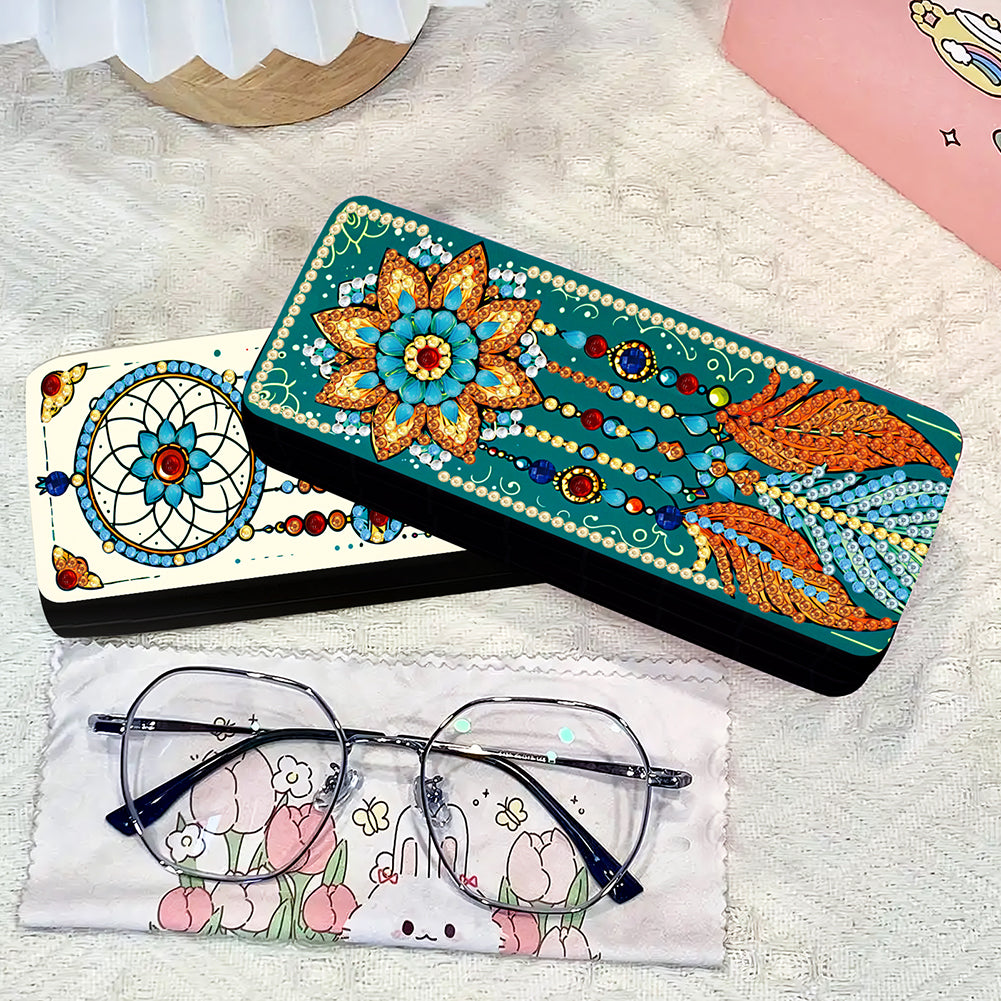 Feather Diamond Painting Eyeglasses Case Glasses Storage Case for Friends Gift
