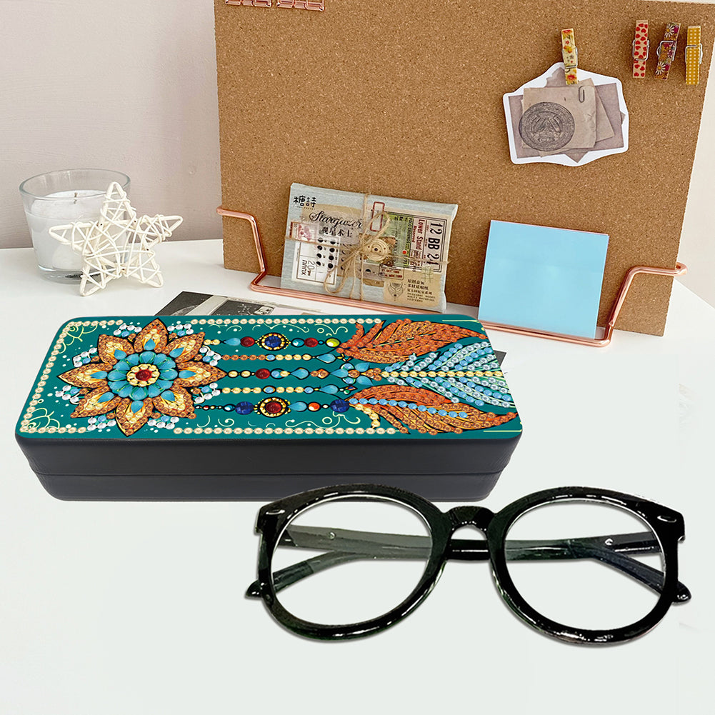 Feather Diamond Painting Eyeglasses Case Glasses Storage Case for Friends Gift