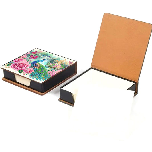 Peacock Leather Diamond Art Note Box with 160 Sheets of Paper for Beginners
