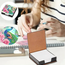 Load image into Gallery viewer, Peacock Leather Diamond Art Note Box with 160 Sheets of Paper for Beginners
