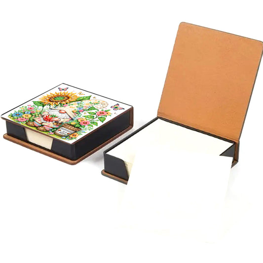 Gnome Leather Diamond Art Note Box with 160 Sheets of Paper for Beginners