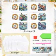 Load image into Gallery viewer, 6pcs Diamond Painting Greeting Cards DIY Diamond Art Cards for Adults(Dragonfly)