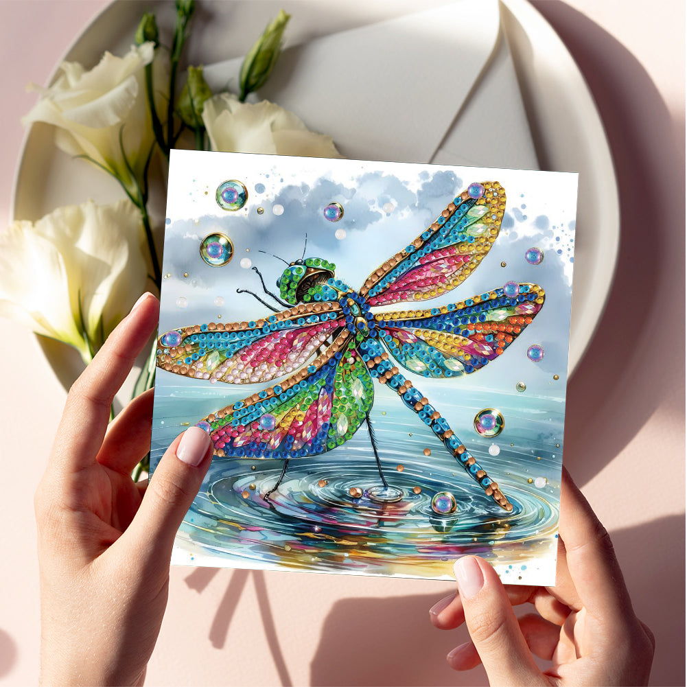 6pcs Diamond Painting Greeting Cards DIY Diamond Art Cards for Adults(Dragonfly)