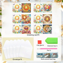 Load image into Gallery viewer, 6pcs Diamond Painting Greeting Cards DIY Diamond Art Cards for Adults (Sun)