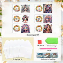 Load image into Gallery viewer, 6pcs Diamond Painting Greeting Cards DIY Diamond Art Cards for Adults (Girl B)