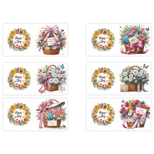 Load image into Gallery viewer, 6pcs Diamond Painting Greeting Cards DIY Diamond Art Cards (Flower Basket)