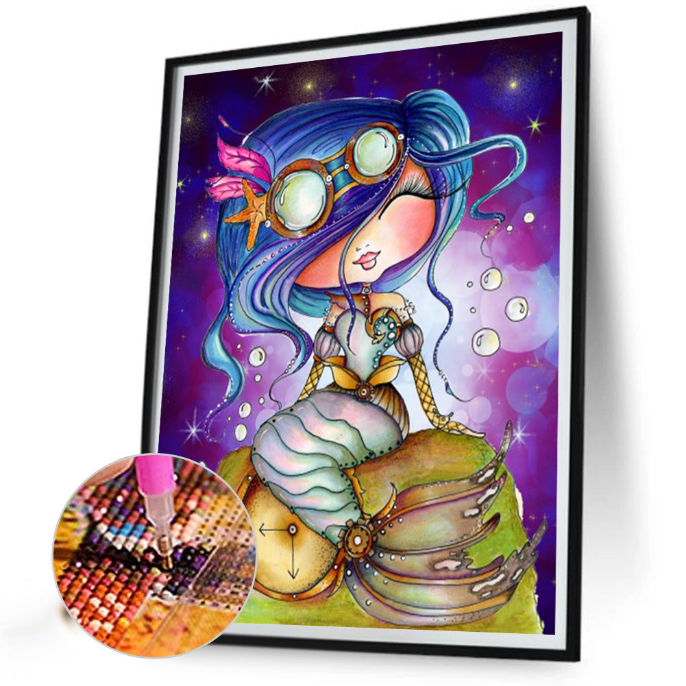 AB Diamond Painting - Full Round - Blue-Haired Mermaid (40*50CM)