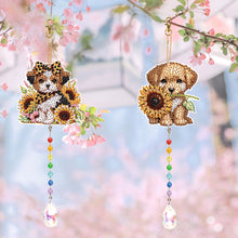 Load image into Gallery viewer, 2Pcs 5D DIY Diamond Painting Sun Catcher Crystal Painting Ornaments (Puppy)