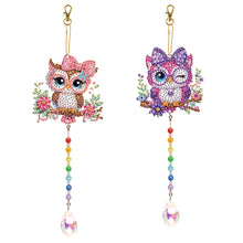 Load image into Gallery viewer, 2Pcs 5D DIY Diamond Painting Sun Catcher Crystal Painting Ornaments (Owl)