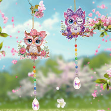 Load image into Gallery viewer, 2Pcs 5D DIY Diamond Painting Sun Catcher Crystal Painting Ornaments (Owl)