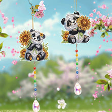 Load image into Gallery viewer, 2Pcs 5D DIY Diamond Painting Sun Catcher Crystal Painting Ornaments (Panda)