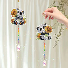 Load image into Gallery viewer, 2Pcs 5D DIY Diamond Painting Sun Catcher Crystal Painting Ornaments (Panda)