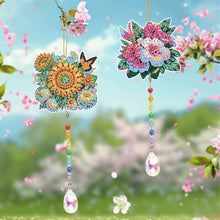 Load image into Gallery viewer, 2Pcs Diamond Painting Sun Catcher Crystal Painting Ornaments (Flower Butterfly)