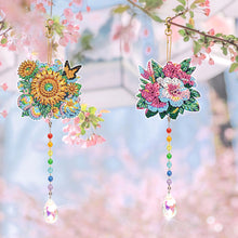 Load image into Gallery viewer, 2Pcs Diamond Painting Sun Catcher Crystal Painting Ornaments (Flower Butterfly)