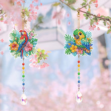 Load image into Gallery viewer, 2Pcs 5D DIY Diamond Painting Sun Catcher Crystal Painting Ornaments (Parrot)
