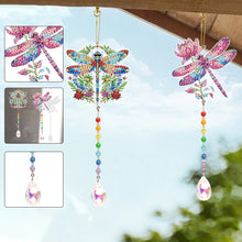 Load image into Gallery viewer, 2Pcs Diamond Painting Sun Catcher Crystal Painting Ornaments (Flower Dragonfly)