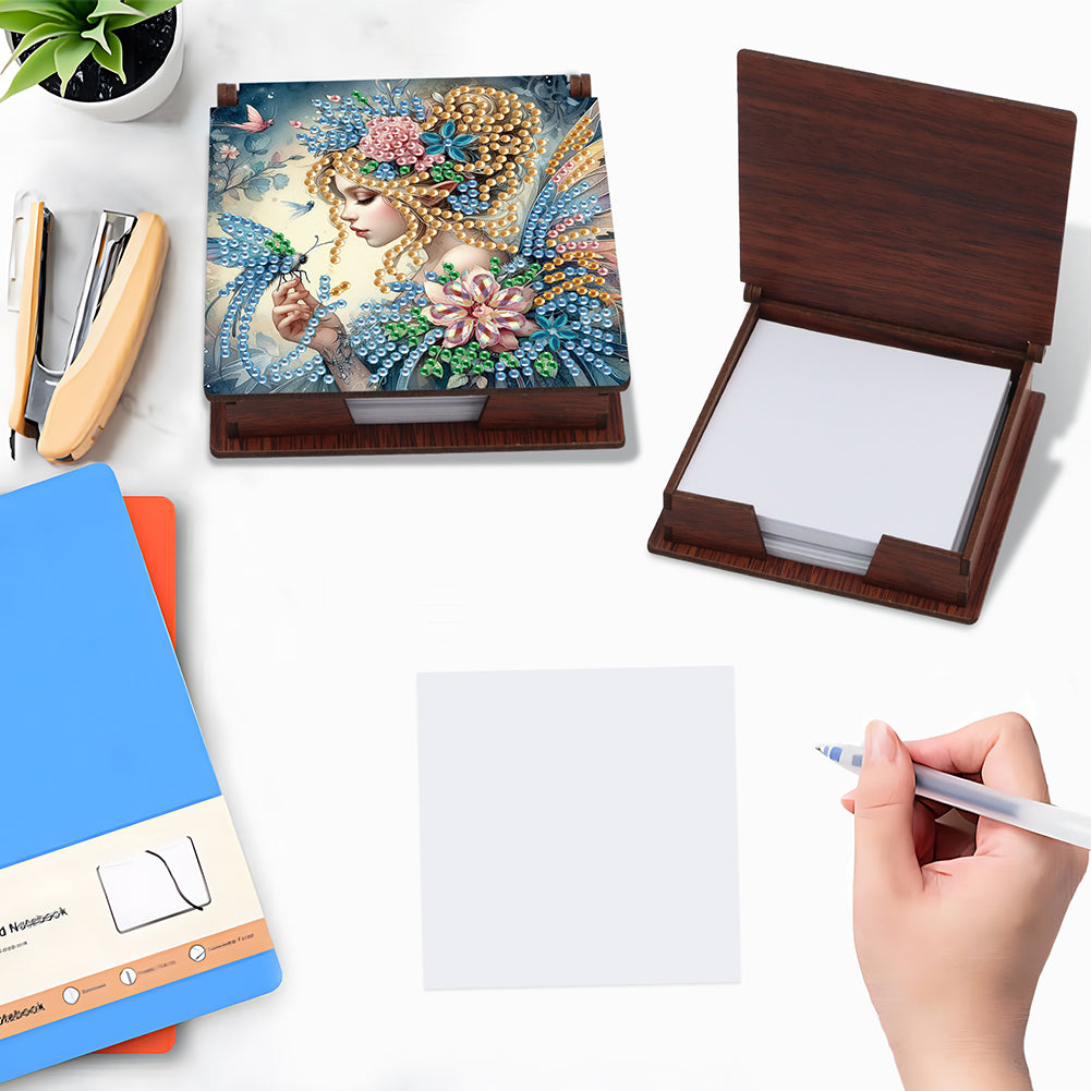 Elf Girl Diamond Painting Notecard Box Gem Art Sticky Note Holder for DIY Art