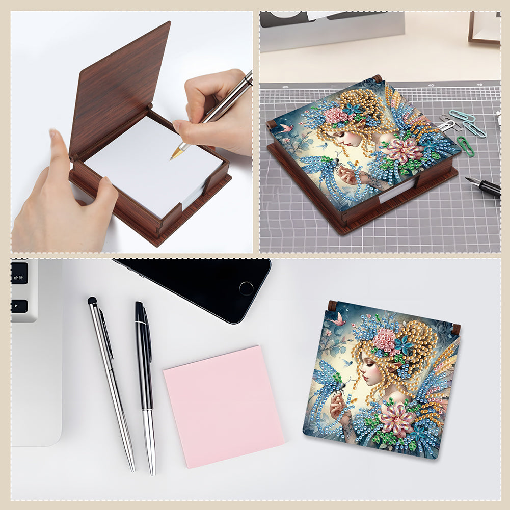 Elf Girl Diamond Painting Notecard Box Gem Art Sticky Note Holder for DIY Art