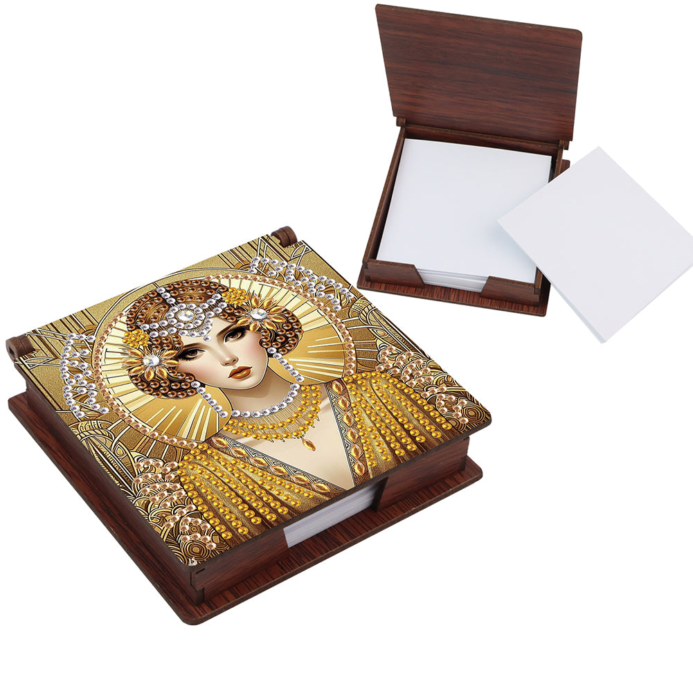 Elegant Lady Diamond Painting Notecard Box Gem Art Sticky Note Holder for Adults