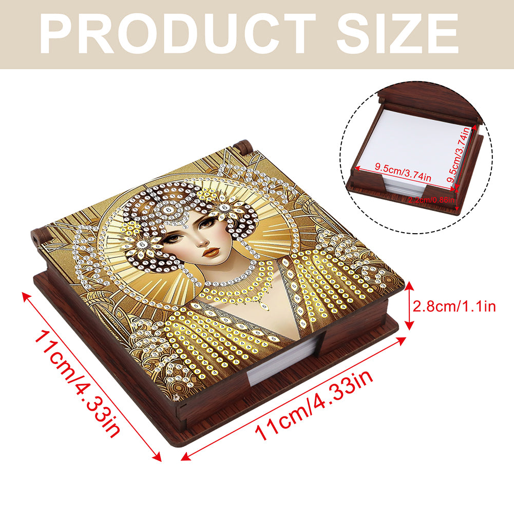 Elegant Lady Diamond Painting Notecard Box Gem Art Sticky Note Holder for Adults