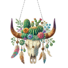 Load image into Gallery viewer, Acrylic Special Shape Horn Cactus Diamond Painting Art Hanging Pendants