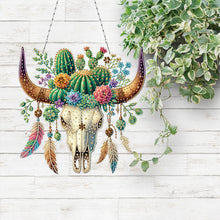 Load image into Gallery viewer, Acrylic Special Shape Horn Cactus Diamond Painting Art Hanging Pendants