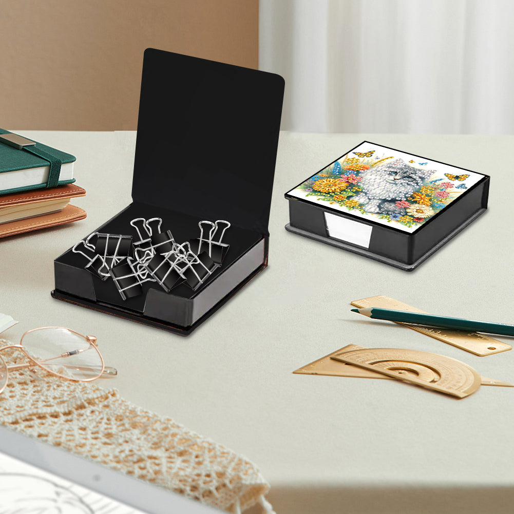 Cat Diamond Painting Memo Pad Holder with 160 Sheets of Paper for DIY Art Craft