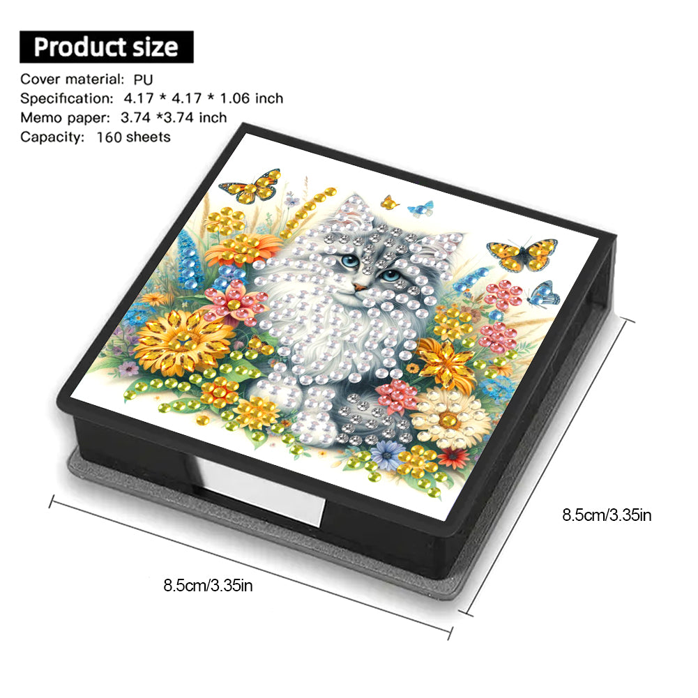Cat Diamond Painting Memo Pad Holder with 160 Sheets of Paper for DIY Art Craft