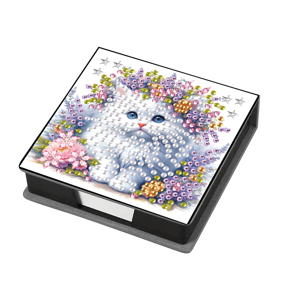Cat Diamond Painting Memo Pad Holder with 160 Sheets of Paper for DIY Art Craft