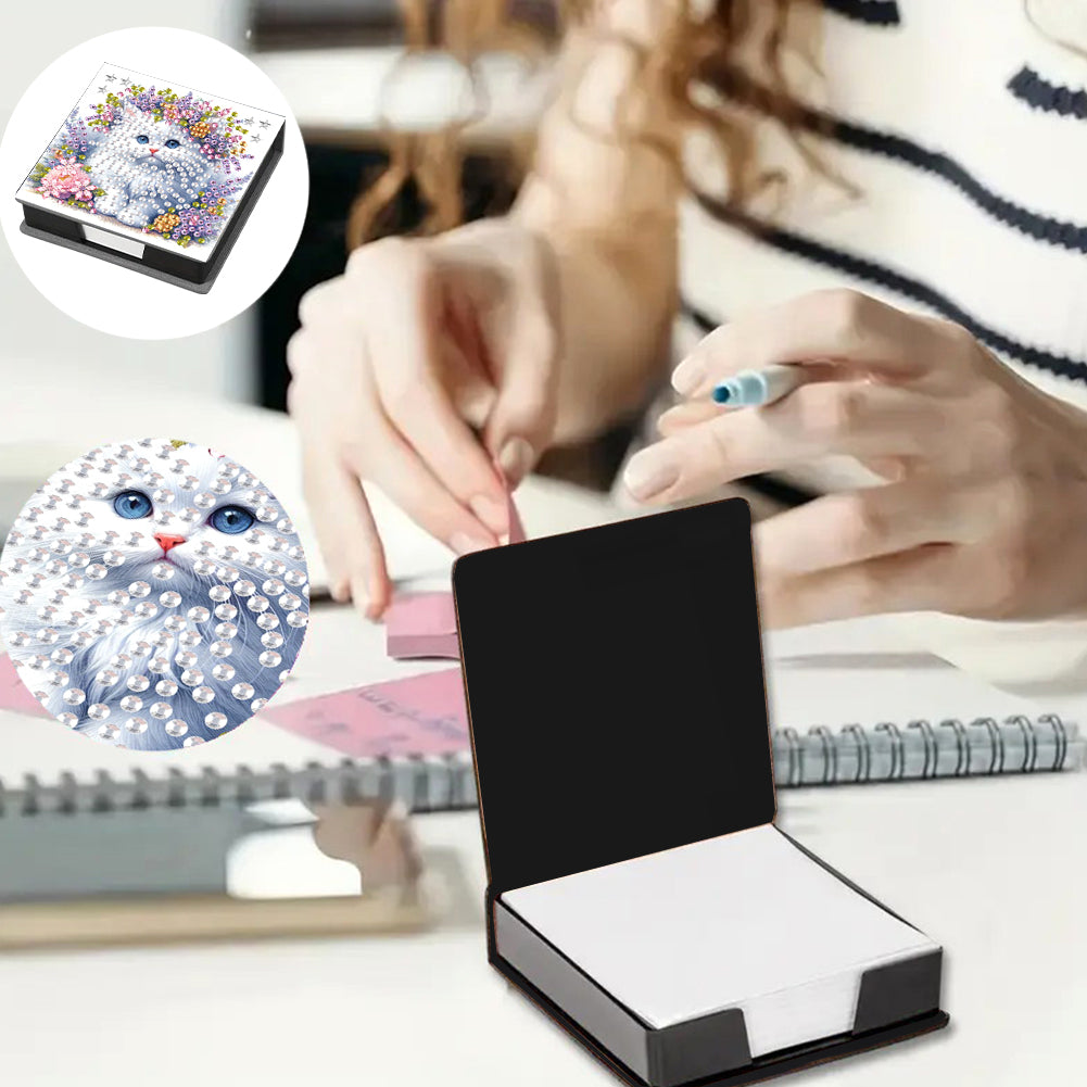 Cat Diamond Painting Memo Pad Holder with 160 Sheets of Paper for DIY Art Craft