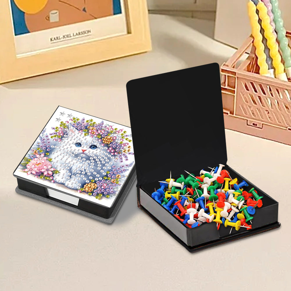 Cat Diamond Painting Memo Pad Holder with 160 Sheets of Paper for DIY Art Craft