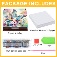 Load image into Gallery viewer, 1pc Butterfly Pattern DIY Diamond Painting Note Box w/ 160 Notes Office Decor