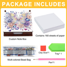 Load image into Gallery viewer, 1pc Butterfly Pattern DIY Diamond Painting Note Box w/ 160 Notes Office Decor