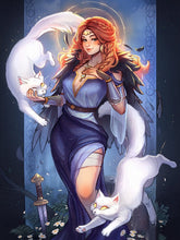 Load image into Gallery viewer, Diamond Painting - Full Round - White Cat Girl (30*40CM)