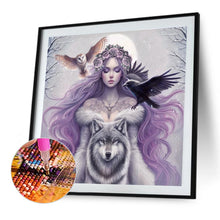 Load image into Gallery viewer, Diamond Painting - Full Round - Purple-Haired Girl Under The Moon (40*40CM)