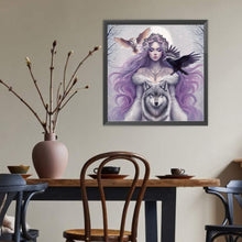 Load image into Gallery viewer, Diamond Painting - Full Round - Purple-Haired Girl Under The Moon (40*40CM)