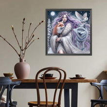 Load image into Gallery viewer, Diamond Painting - Full Round - Purple-Haired Girl And Animals (40*40CM)