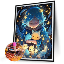 Load image into Gallery viewer, AB Diamond Painting - Full Round - Starry Sky Girl And Small Animals (40*50CM)