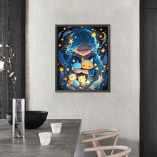 Load image into Gallery viewer, AB Diamond Painting - Full Round - Starry Sky Girl And Small Animals (40*50CM)