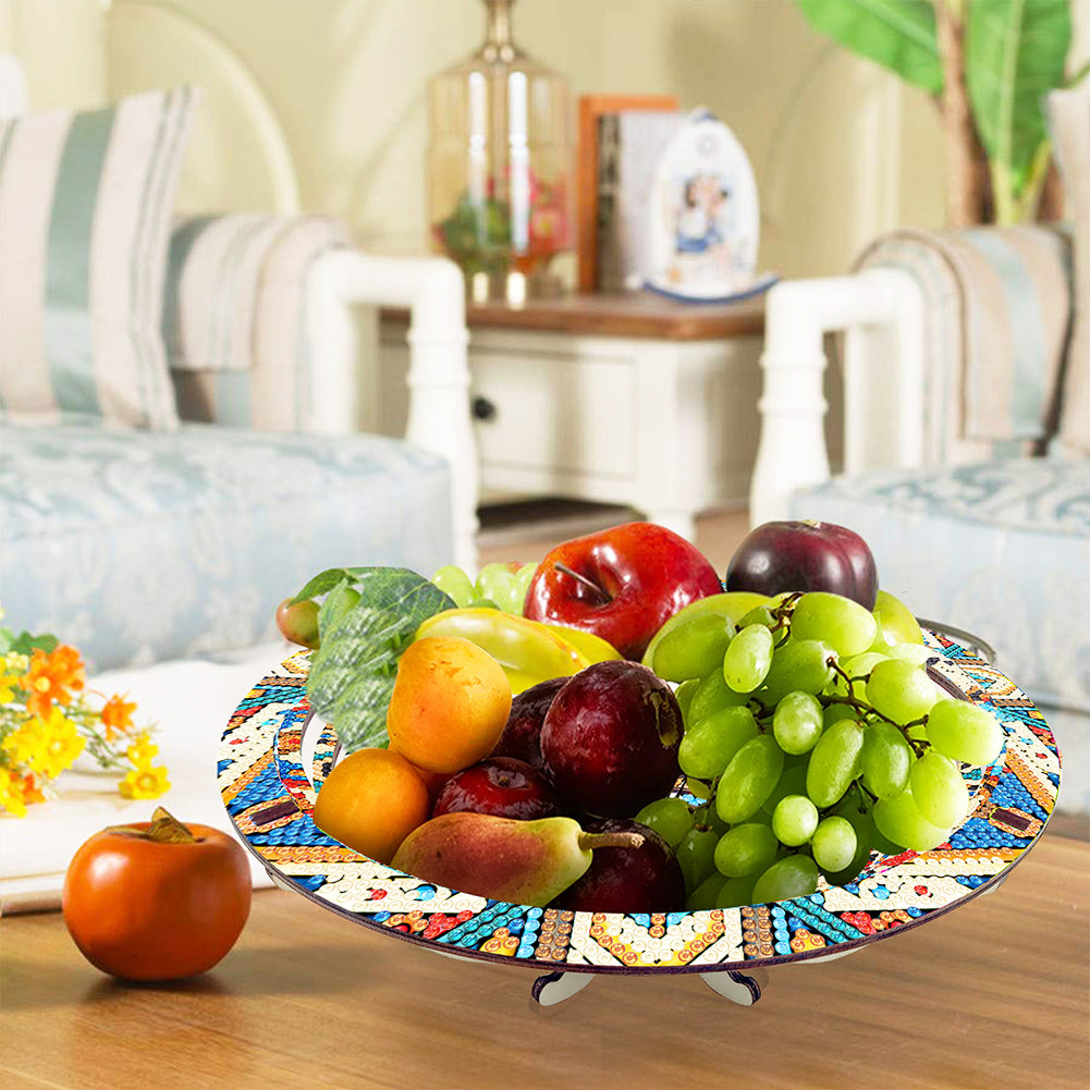 Diamond Painting Wooden Serving Tray Decorative Diamond Painting Dining Plate(A)