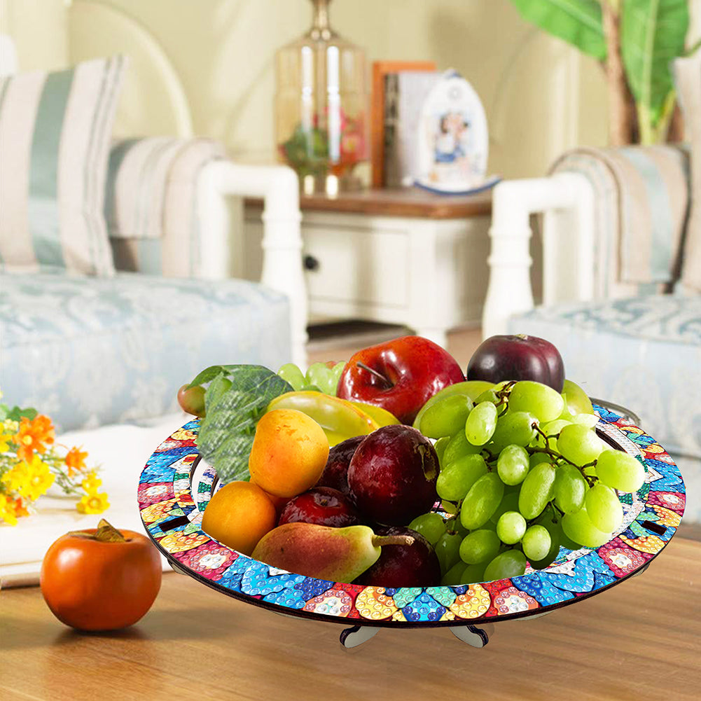 Diamond Painting Wooden Serving Tray Decorative Diamond Painting Dining Plate(B)